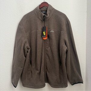 Solaris Jacket Mens 2XL Brown Fleece Full Zip Mock Neck Pockets Outdoor Casual